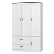 Freestanding Wardrobe Closet 70.6" H, Tall Armoire Wardrobe Closet 3 Doors with Hanging Rod, Drawers, Adjustable Cube Shelves and a Closed Cabinet Organizer Modern Bedroom Clothes Cabinet