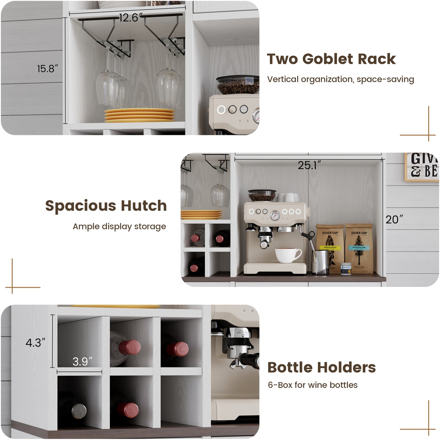 Pantry Cabinet with Wine Racks, 5 Barn Doors, 71" H ×39.4" W, Kitchen Storage Tall Wooden Pantry Cabinets with Doors and Shelves, Freestanding Bar Hutch Cabinets for Kitchen, Dining Room, White