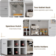 Pantry Cabinet with Wine Racks, 5 Barn Doors, 71" H ×39.4" W, Kitchen Storage Tall Wooden Pantry Cabinets with Doors and Shelves, Freestanding Bar Hutch Cabinets for Kitchen, Dining Room, White