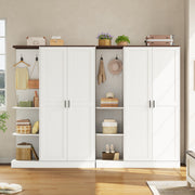 Wardrobe Closet, Modern Bedroom Armoires with 5 Shelves, 2 Doors, Large Wooden Closet Cabinet with 30"W x 52"H Hanging Area, Freestanding Clothing Storage Cabinet, White