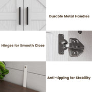 Pantry Cabinet with Wine Racks, 5 Barn Doors, 71" H ×39.4" W, Kitchen Storage Tall Wooden Pantry Cabinets with Doors and Shelves, Freestanding Bar Hutch Cabinets for Kitchen, Dining Room, White