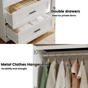 Freestanding Wardrobe Closet 70.6" H, Tall Armoire Wardrobe Closet 3 Doors with Hanging Rod, Drawers, Adjustable Cube Shelves and a Closed Cabinet Organizer Modern Bedroom Clothes Cabinet