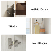 Wardrobe Closet, Modern Bedroom Armoires with 5 Shelves, 2 Doors, Large Wooden Closet Cabinet with 30"W x 52"H Hanging Area, Freestanding Clothing Storage Cabinet, White