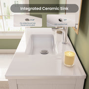 36 Inch Bathroom Vanity with Sink, White Modern Single Sink Vanity with 4 Drawers, 2 Doors and Solid Wood Legs