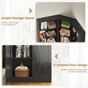 7 Tiers Corner Bookcase with Doors and 2 Storage Cabinets, Large L-Shaped Bookshelf, Tall Corner Book Shelf for Living Room, Study, Black