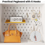 Bookshelf and Bookcase 55" W x 79" H, with LED Lights, 2 Deep Drawers, 7-Tier Double Wide Bookshelves with Pegboard, Freestanding Display Cabinet for Home Office, Living Room, White